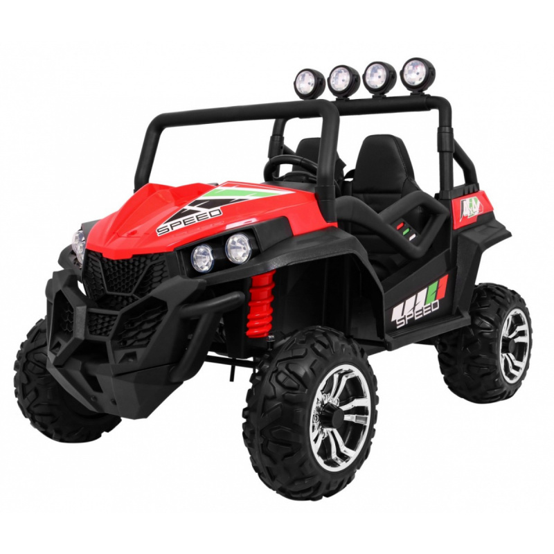 Dětská terénní buggy Grand Lift Červená + pohon 4x4 + dálkové ovládání + nosič zavazadel + rádio MP3 + LED dioda
