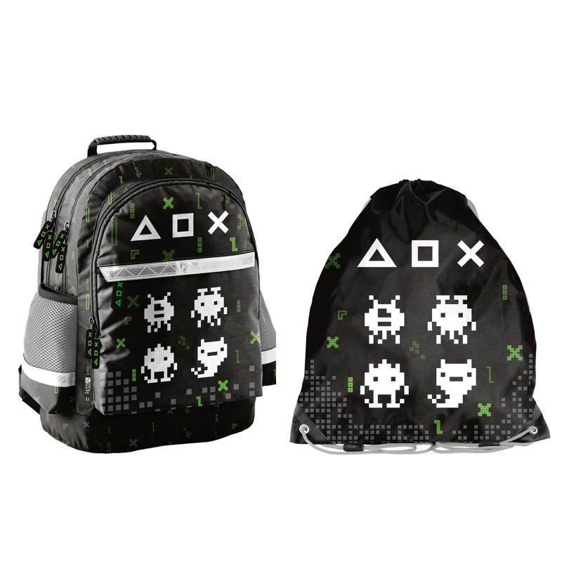 Paso Školní set tříkomorový batoh + vak na záda Game