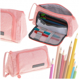 Aga Školní penál dvojitý sáček toaletní kufřík růžový