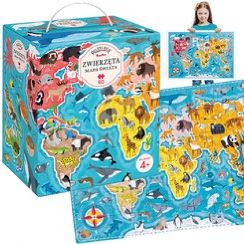 CzuCzu Puzzle Zvířata na mapa světa 60 dílů ZA4163