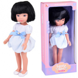 Lovely Girl Panenka s černými krátkými vlasy v bílých šatech 33cm ZA5850 univerzální