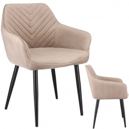 Čalouněná velurová židle NAPOLI v béžové barvě