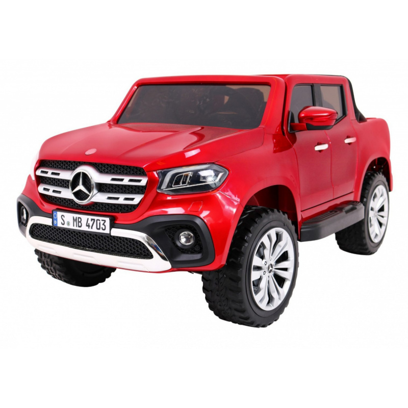 Mercedes Benz X-Class pro děti Červený lak + dálkové ovládání + 4x4 + MP4 + nosič zavazadel + EVA