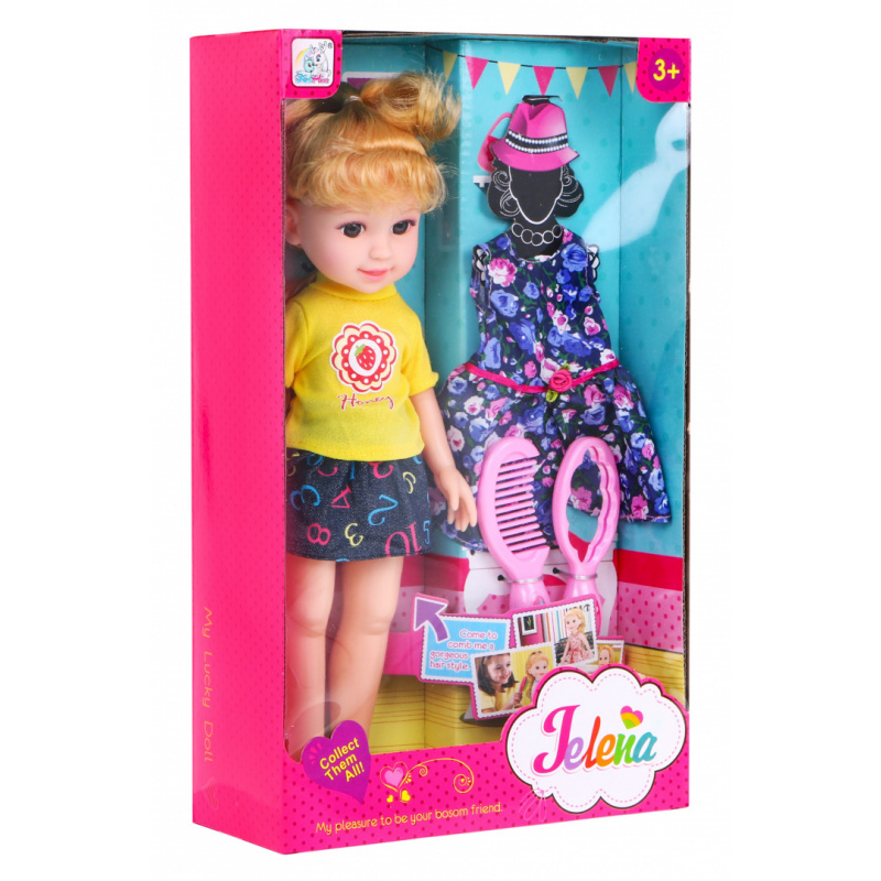 Velká stylingová panenka pro děti 3+ blond + 2 oblečky + hřeben + zrcátko