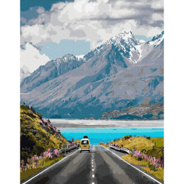 Malování podle čísel Cesta po horách 40x50 plátno + barvy + štětce