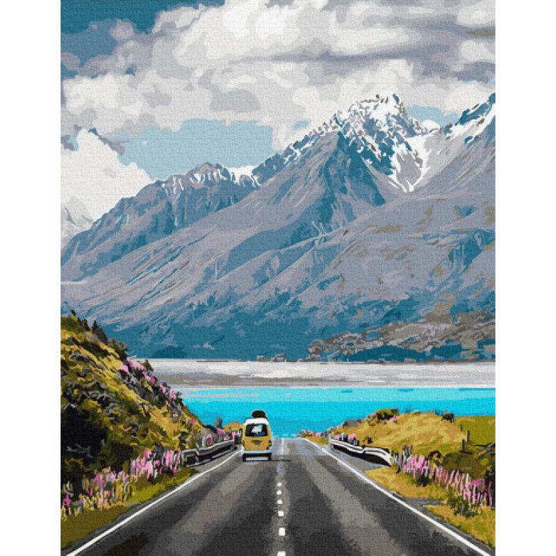 Malování podle čísel Cesta po horách 40x50 plátno + barvy + štětce