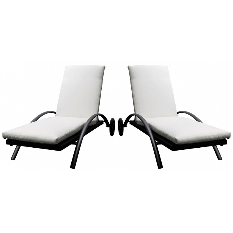 Aga 2x Zahradní polohovací lehátko LOUNGE polyratan Černé - II. JAKOST