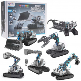 Sada stavebních strojů 6v1 pro děti 8+ Hydraulický pohon + stavební díly 223el.
