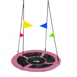 Aga Závěsný houpací kruh 120 cm Růžový s vlajkami