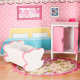 Aga MDF Domeček pro panenky s nábytkem 70 cm Růžový LED