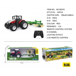 Traktor + Shrnovač R/C 1:24 Červený