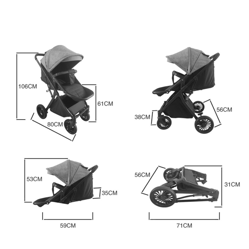 Aga Sportovní kočárek Černo/Modrý