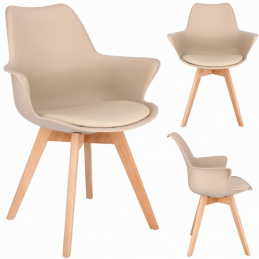 Židle ORLEAN skandinávská plastová ekokůže béžová
