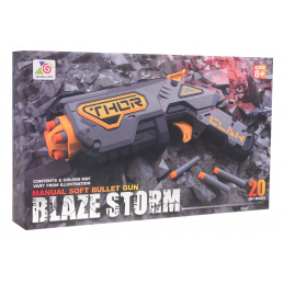 Blaze Storm Manulane Gun pro děti 8+ Grey + 20 bezpečných nábojů + pružinový mechanismus