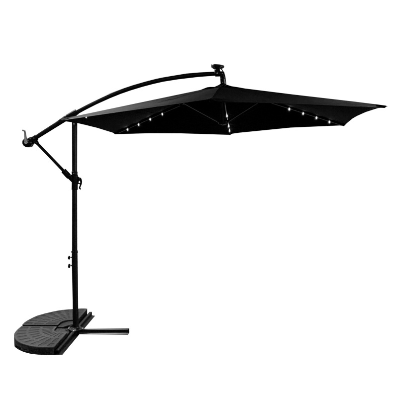 Aga Zahradní slunečník 300 cm Černý s LED osvětlením
