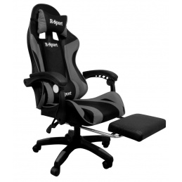 Herní křeslo K4 R-Sport ŠEDO-ČERNÉ s podnožkou + masážní přístroj