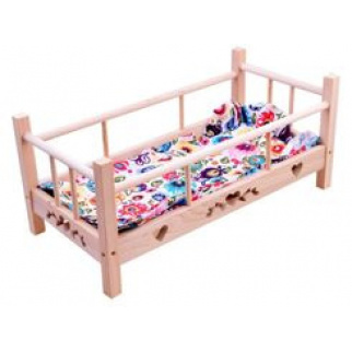 Dřevěná POSTÝLKA pro panenky 50 cm + povlečení ZA2781 univerzální