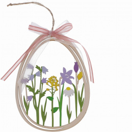 Dřevěné velikonoční vejce s květinami k zavěšení