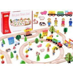 Velká dřevěná vlaková souprava 80 dílků ZA3573