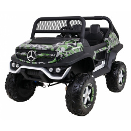 Mercedes Benz Unimog pro děti barva Moro + 4x4 + dálkové ovládání + nosič zavazadel + startování zdarma + rádio MP3 + LED dioda
