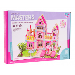 Dřevěný princeznovský dům z lega 183 el. pro děti 3+ Stavebnice + 2 figurky princezen + příslušenství