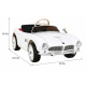 BMW 507 Retro dětské elektrické auto bílé + LED audio + dálkové ovládání + eko kůže + EVA + pomalý start