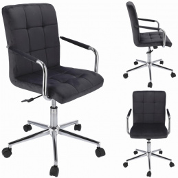 Velurová otočná židle QUATRO - černá