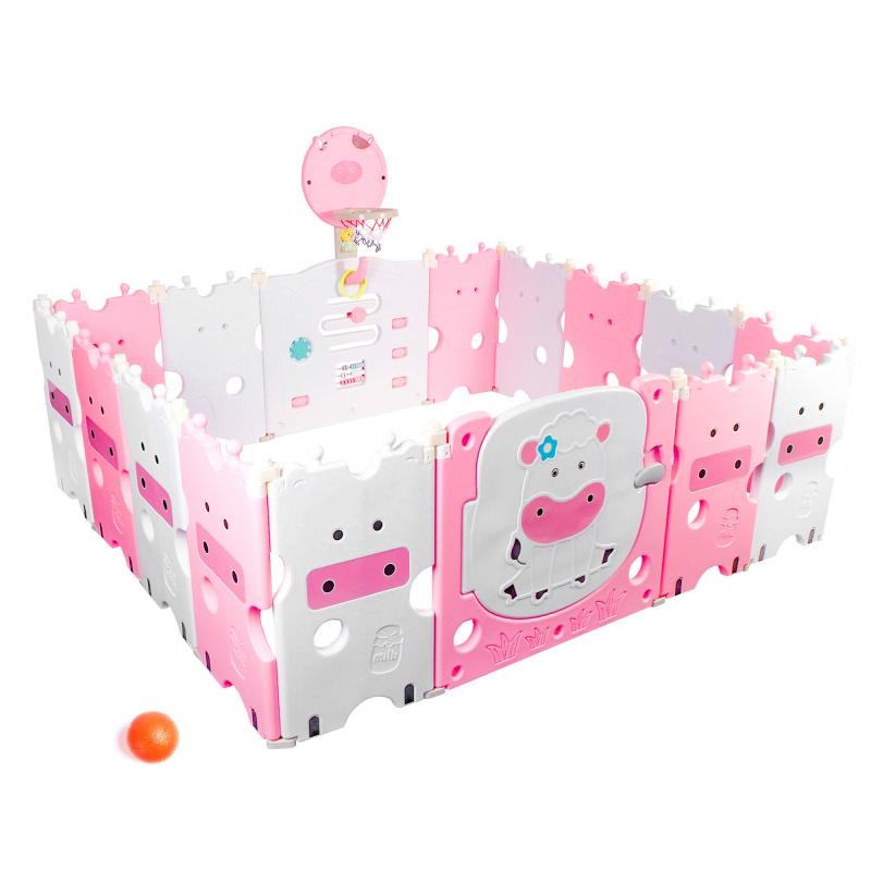 Aga4Kids Dětská plastová ohrádka 186x156x64 cm Růžová DZ839