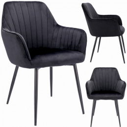 Černá sametová čalouněná židle CORA