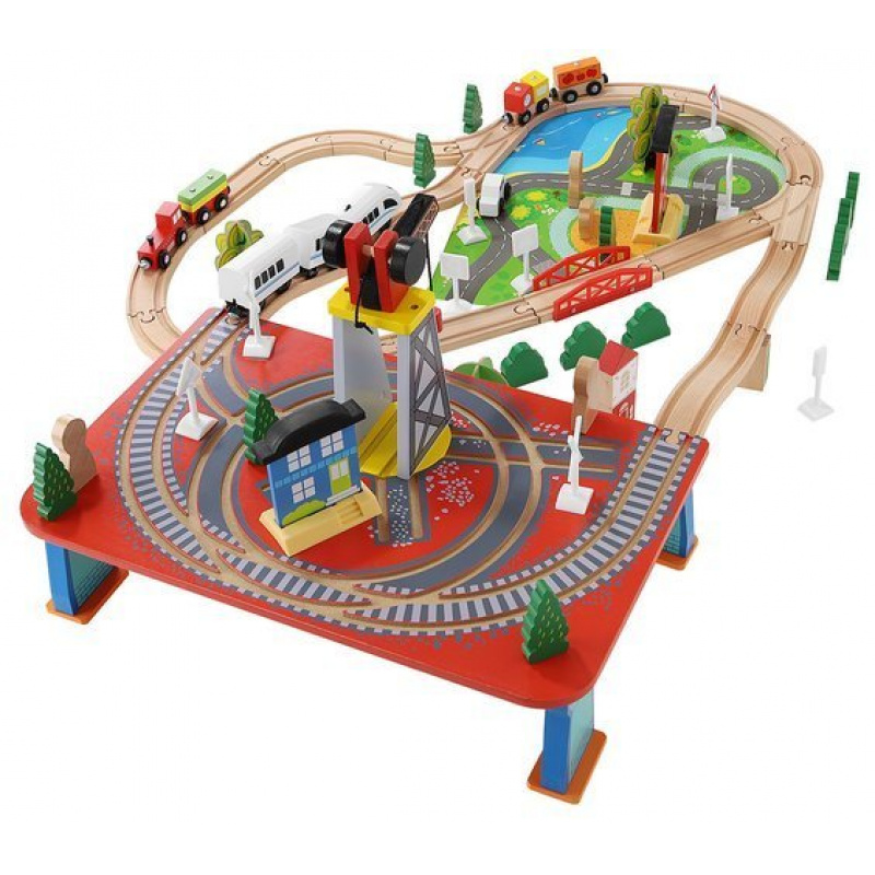 Aga4Kids Dřevěná vláčkodráha 78 dílů na baterie