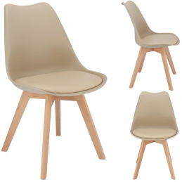 OSLO Skandinávská plastová židle z ekokůže béžová