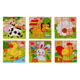 Dřevěné puzzle pro děti 18m+ Puzzle se zvířaty 6 obrázků