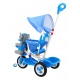 dětské tříkolové kolo Elephant Blue + zvuky + stříška + zábrana + opěrka nohou + rukojeť + ližiny + úložný prostor