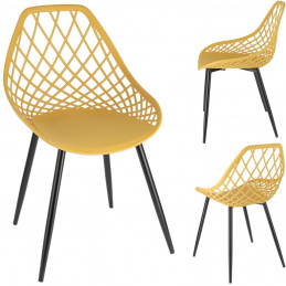 Plastová hořčicová židle ARANDA s černými nohami