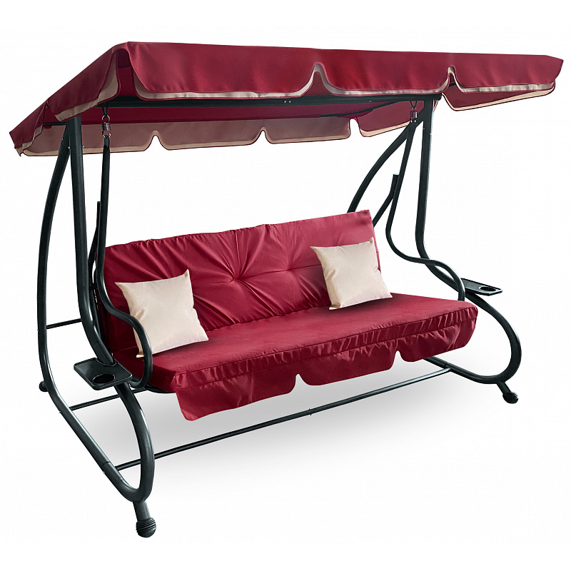 Aga Zahradní houpačka 2v1 GRANDLUX Tmavě červená + Krycí plachta - II. JAKOST