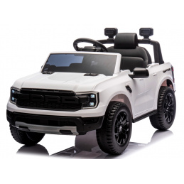 FORD RANGER Raptor BÍLÝ Auto na akumulátor EVA Kůže pilot AKUMULÁTOR LION