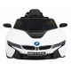 BMW I8 Lift Battery Car White + dálkové ovládání + pomalý start + 3bodové pásy + MP3 USB + LED dioda