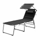 Aga Zahradní lehátko XXL se stříškou Černé