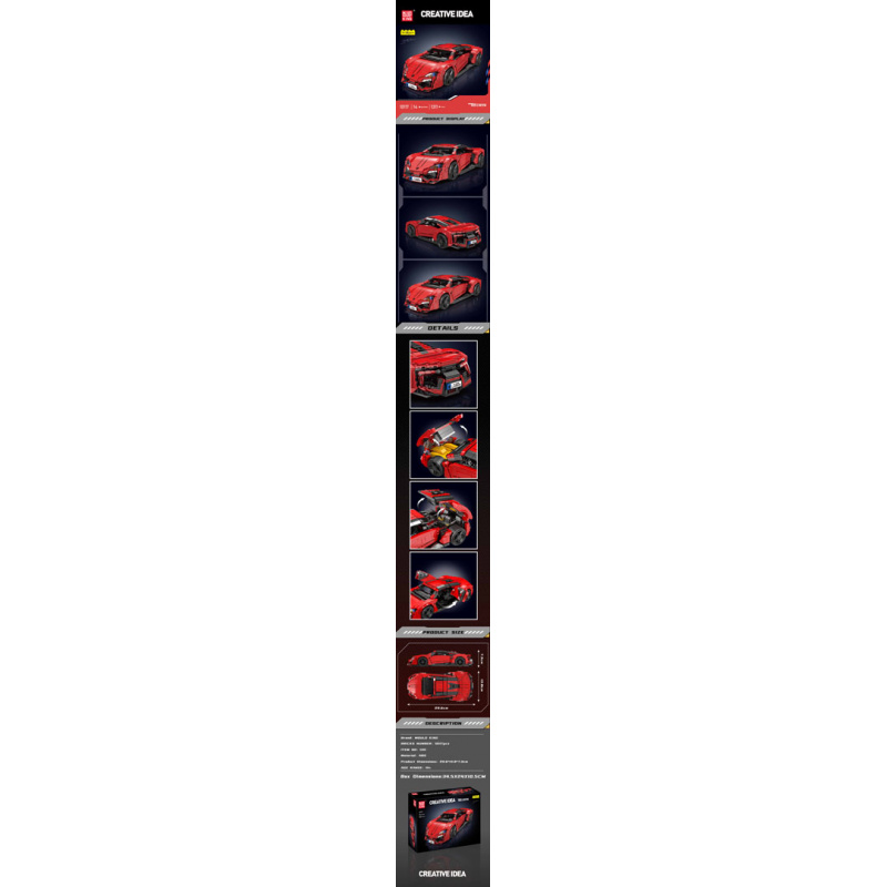 Sada Stavebnic Sportovní Vozidlo Červené 1311ks.