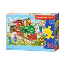 CASTORLAND puzzle 30 dílků - Zelená lokomotiva