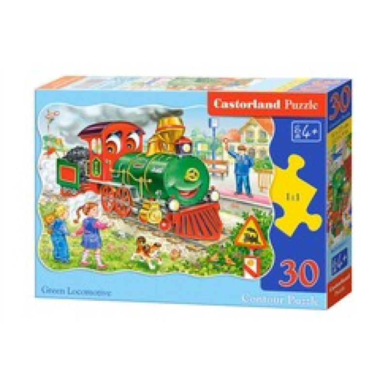CASTORLAND puzzle 30 dílků - Zelená lokomotiva