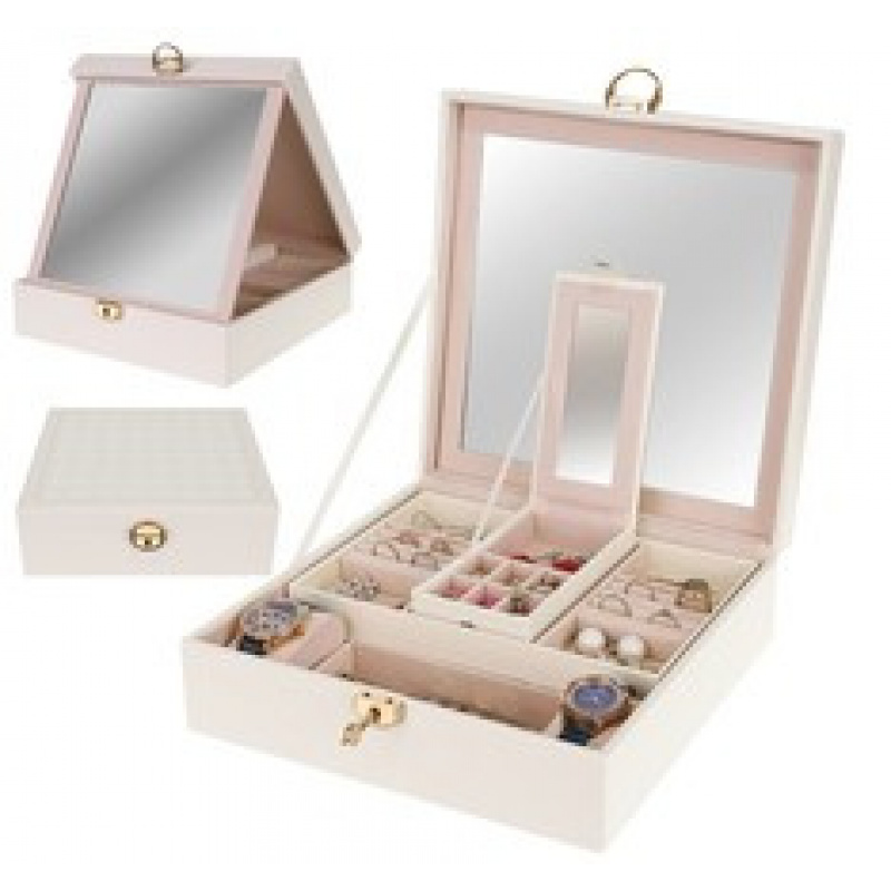 Luxusní šperkovnice se zrcadlem bílá Beautylushh