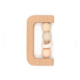 Chrastítko do ruky dřevo + silikon růžové 4m+ BAMBOOM univerzální