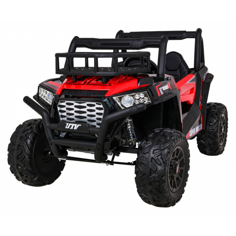 Buggy UTV Off-roader pro děti Červená + dálkové ovládání + nosič zavazadel + pomalý start + EVA + MP3 LED