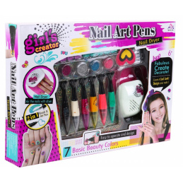 Sada na zdobení nehtů pro děti 6+ Fén + pera + příslušenství
