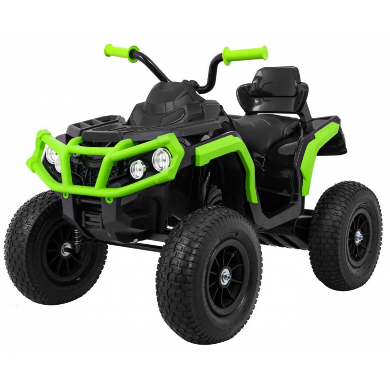 Dětská čtyřkolka ATV Air battery quad Black-Green + nafukovací kola + rádio MP3 + pomalý start