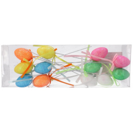 Brokátová polystyrenová vajíčka na špejli 12 ks