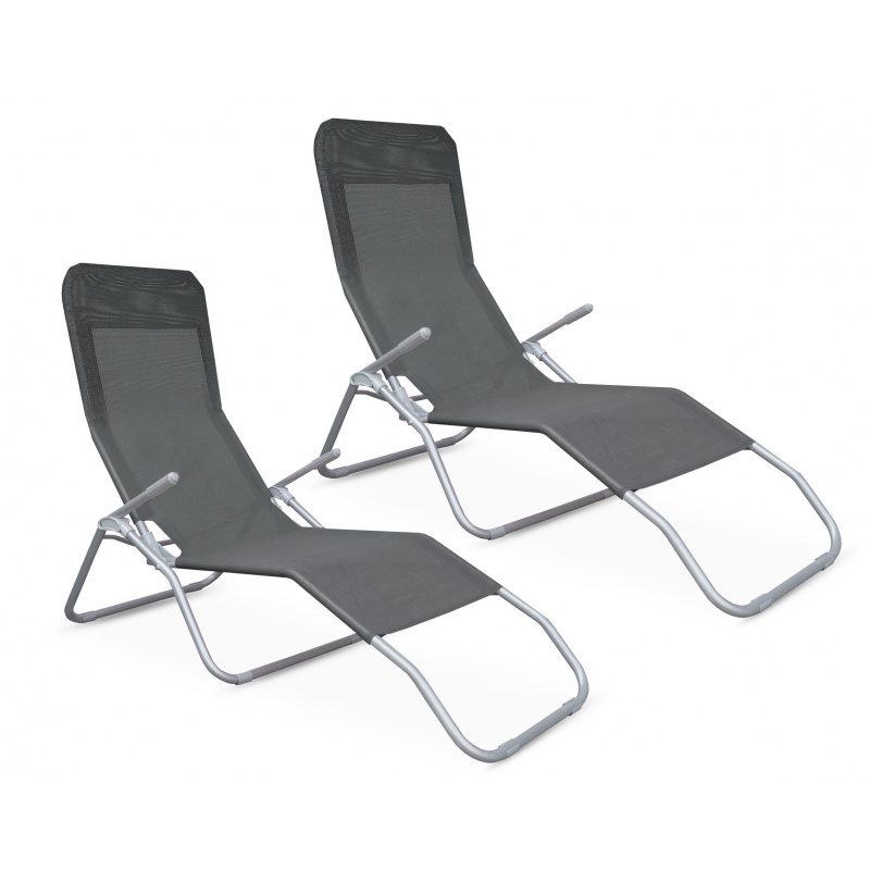 Aga 2x Zahradní lehátko SIESTA Světle šedé