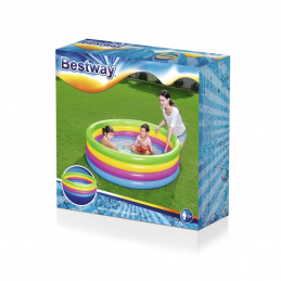 BESTWAY nafukovací bazén se 4 kruhy pro děti 157x46cm Rainbow + opravná záplata