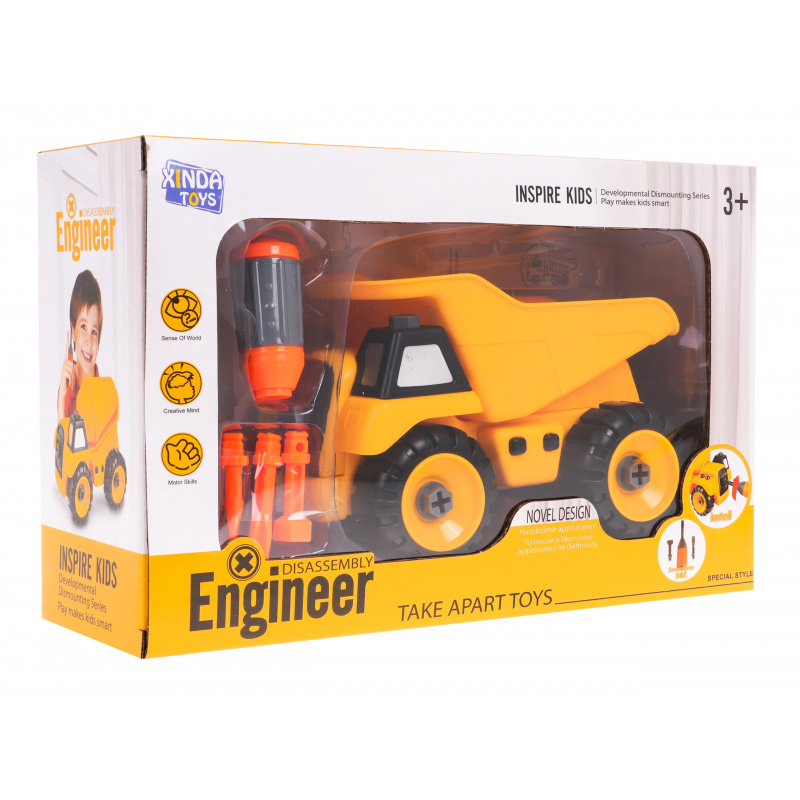 Dětský šroubovák Sklápěč 3+ Stavební vozidlo + šroubovák + 3 vyměnitelné bity